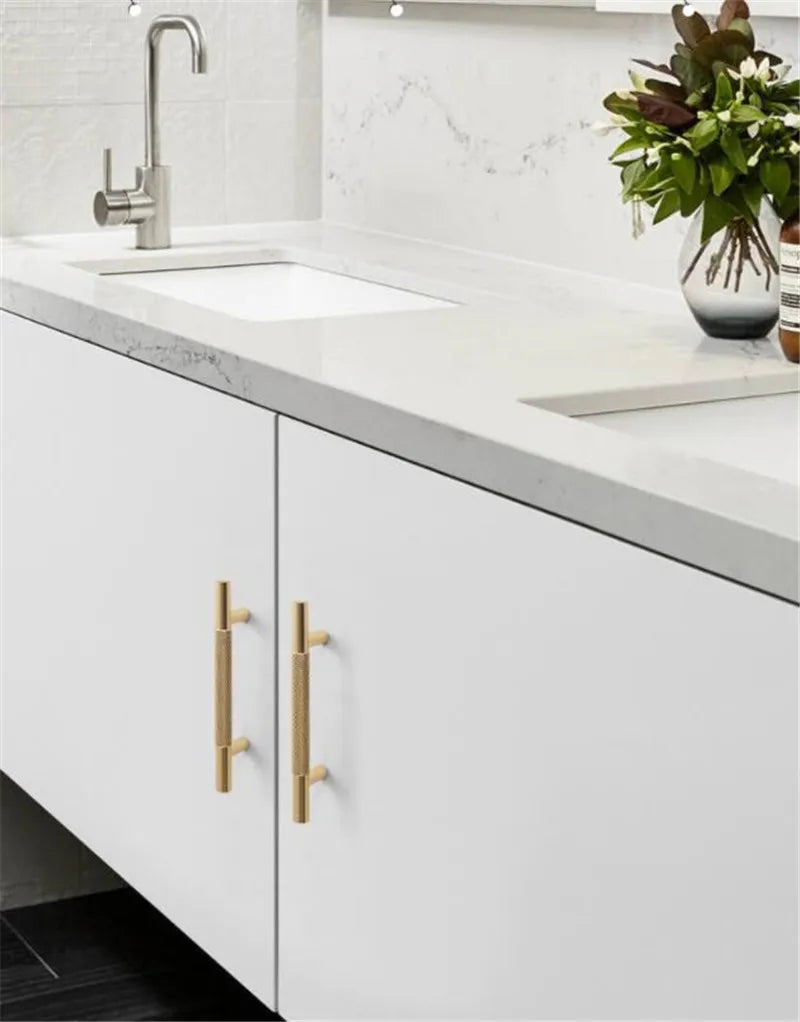 KK&FING Gold Knurled Handles For Cabinet And Drawer Aluminum Alloy Wardrobe Handles Kitchen Cabinet Pulls Knurled Drawer Knobs