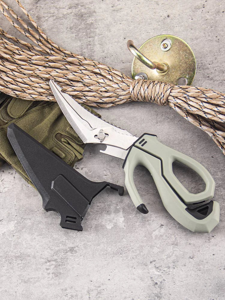 Multifunctional stainless steel detachable kitchen scissors, fishing scissors with fish bone remover, non-slip handle