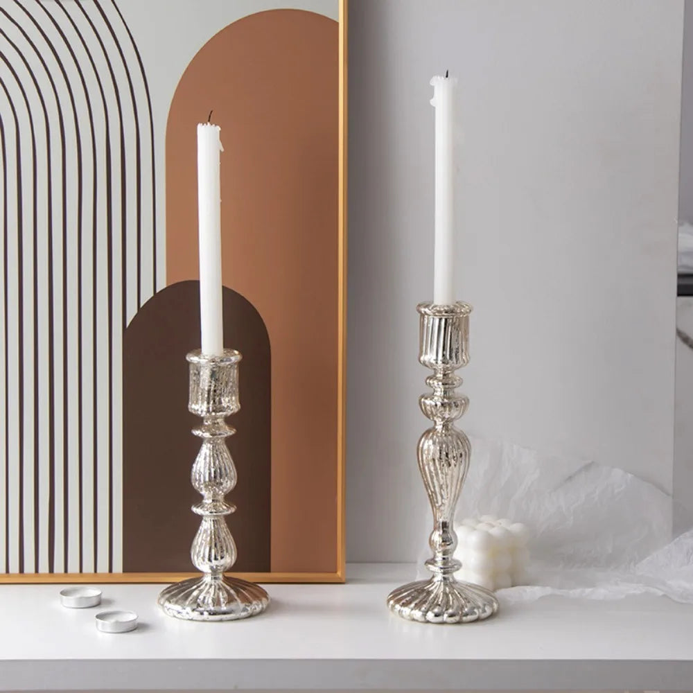 Vintage Glass Candle Holder Romantic Candlelight Dinner Decoration Wedding Table Centerpieces Accessories Home Decoration