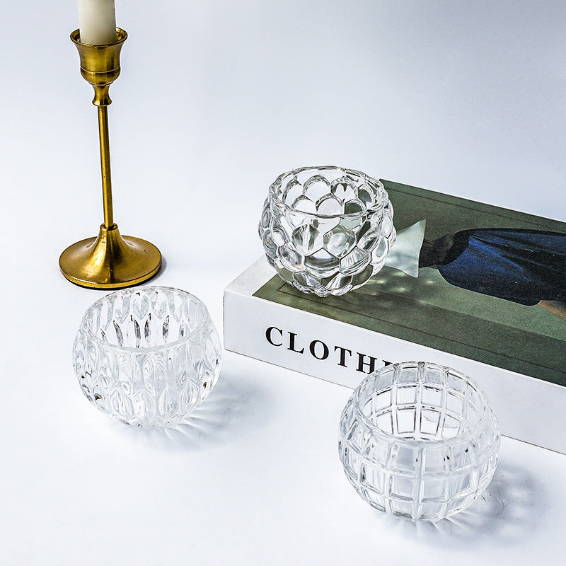 Nordic spherical pumpkin lamp thickened glass candle holder bar candlelight dinner home decorative ornaments craft gifts