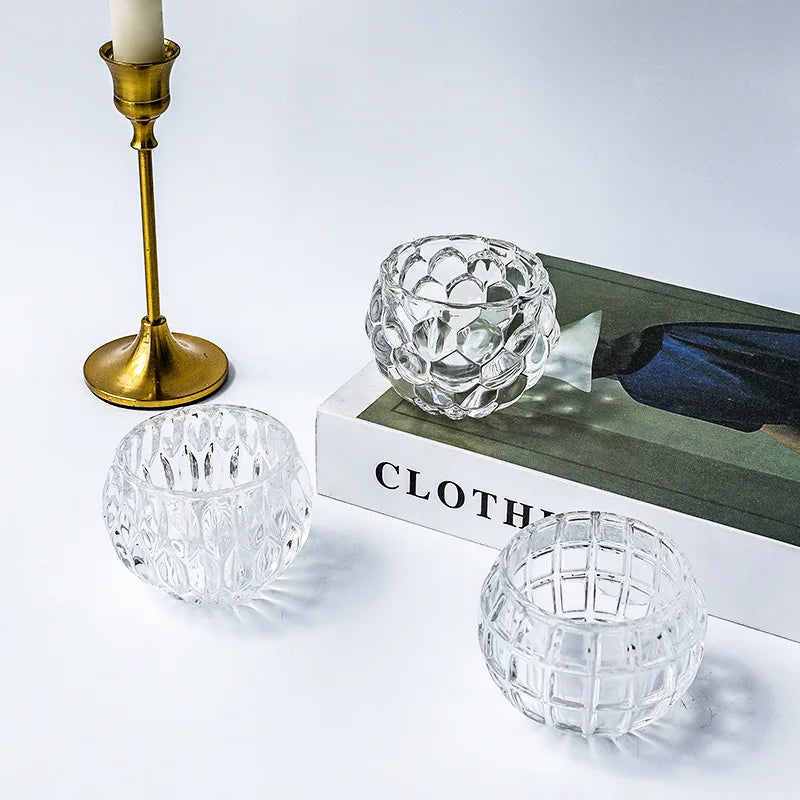 Nordic spherical pumpkin lamp thickened glass candle holder bar candlelight dinner home decorative ornaments craft gifts
