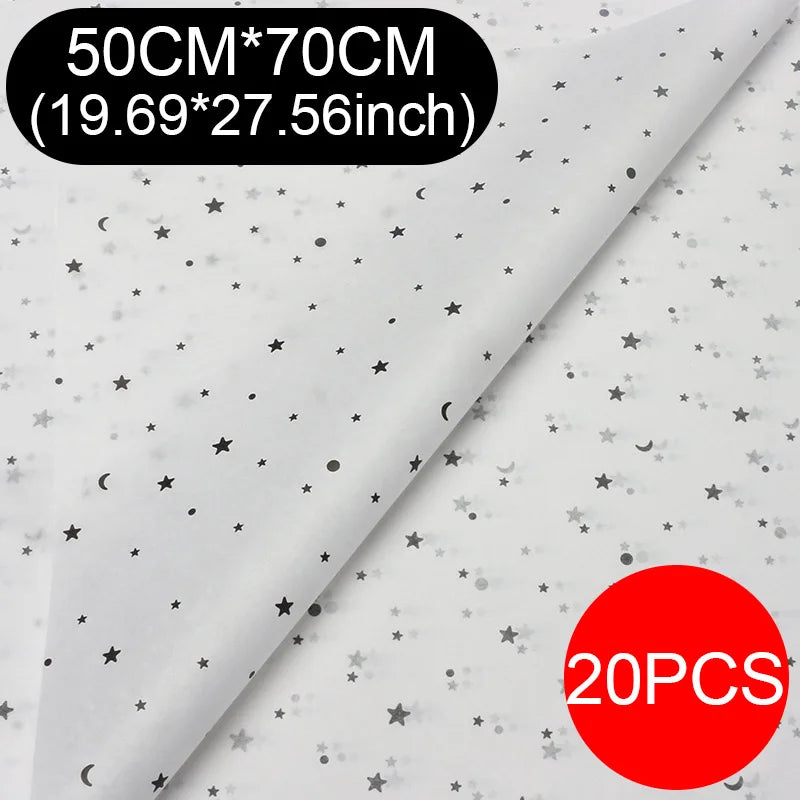 20pcs sheet Cotton Bouquet Flower Wrapping Paper Star Moon Sydney Paper Wrapping Paper Flower Wrapping Paper Cake Baking Gift