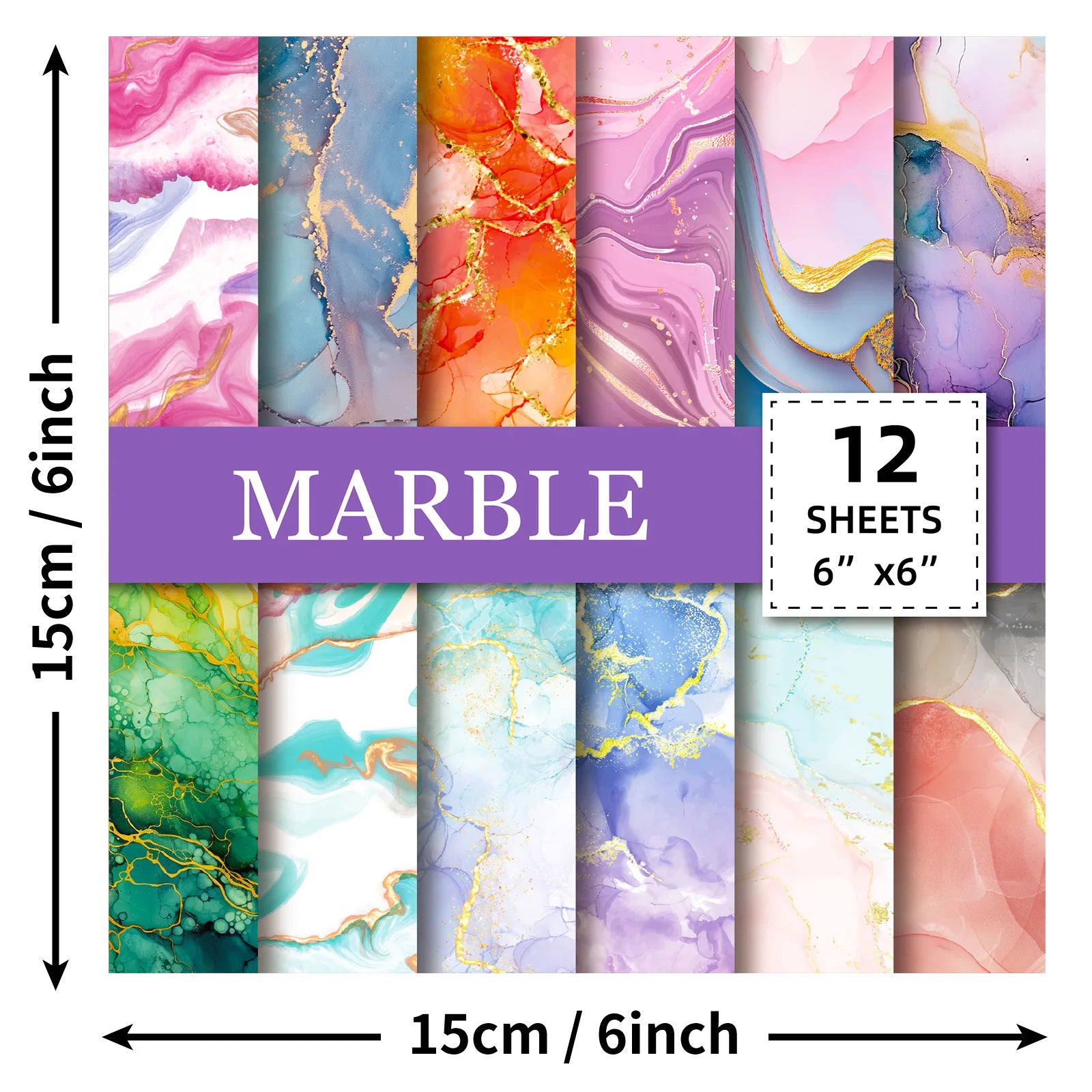 12 Sheet Scrapbooking Paper 15x15cm,  6x6in Scrapbooking Paper Acid-Free Cardstock Backgrounds Card for DIY Art Craft Decoration