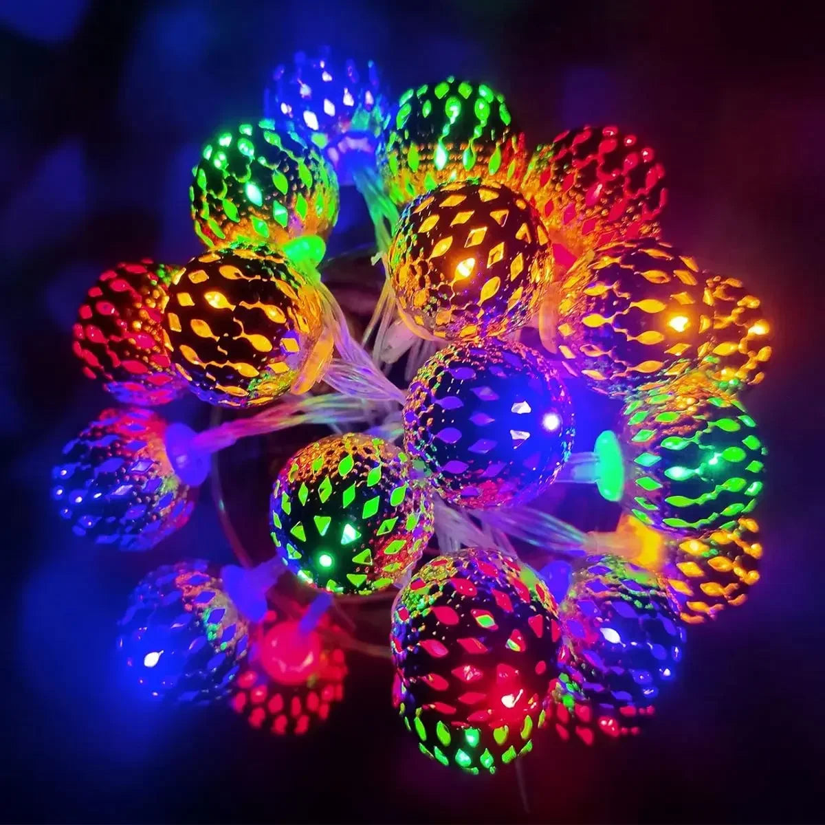 1pc LED Moroccan Fairy Lights Battery Operated Gold Globe String Lights For Home Outdoor Wedding Party Festival Decoration