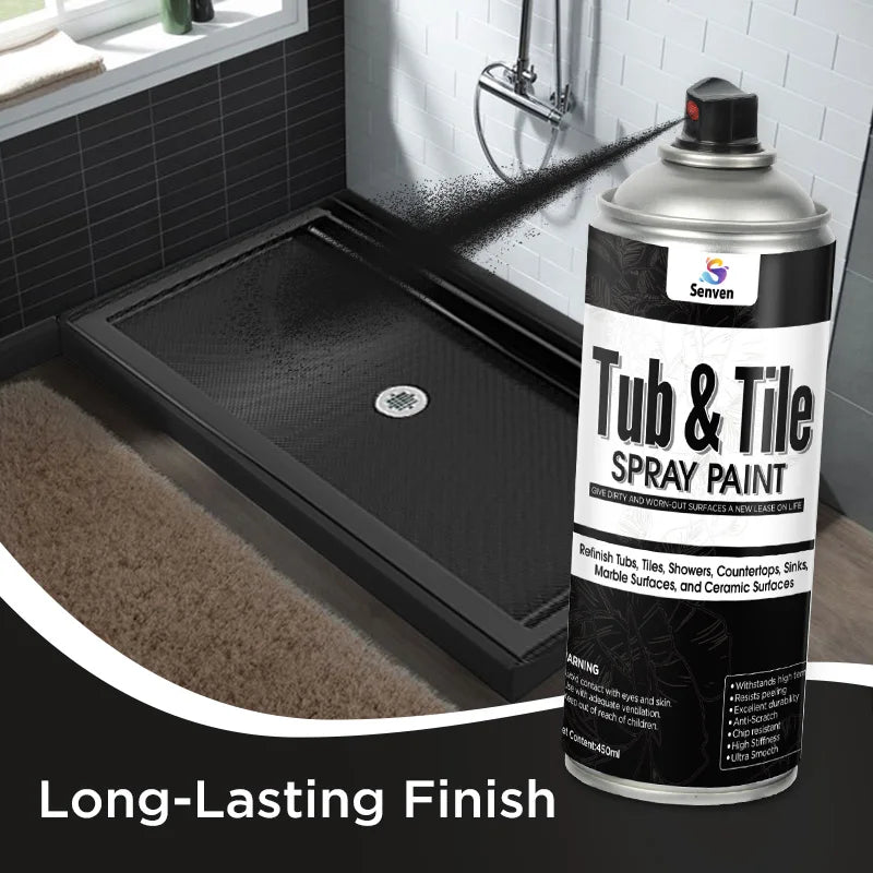Tub and Tile Spray Paint Black Gloss Aerosol Spray Tile Paint Bathtub Refinishing Kit for Tiles Ceramic Porcelain