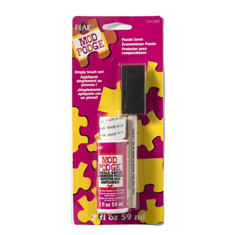 Plaid Mod Podge Puzzle Saver