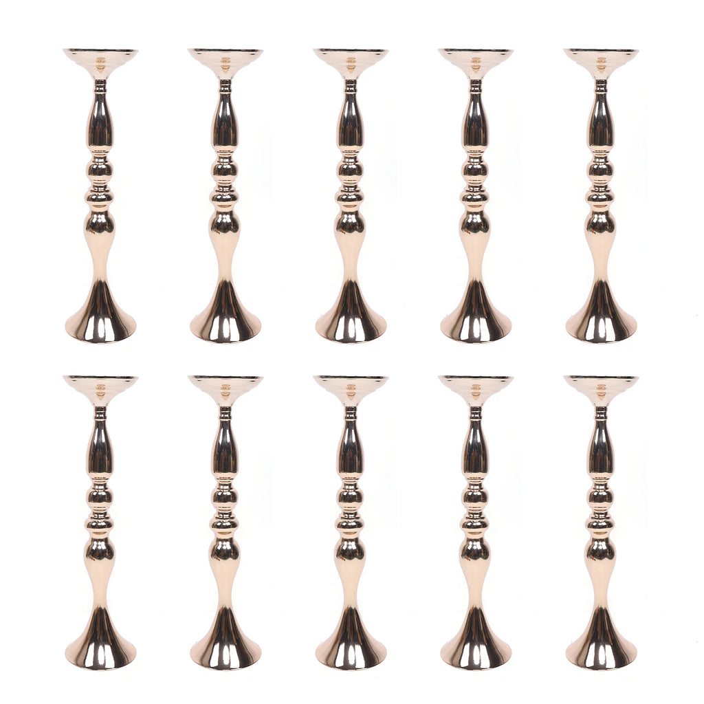 10 Pcs 19.5" Tall Gold Candelabra Candle Holder Table Centerpiece Stand Pillar Candlestick Candle Holder Stand for Wedding Party