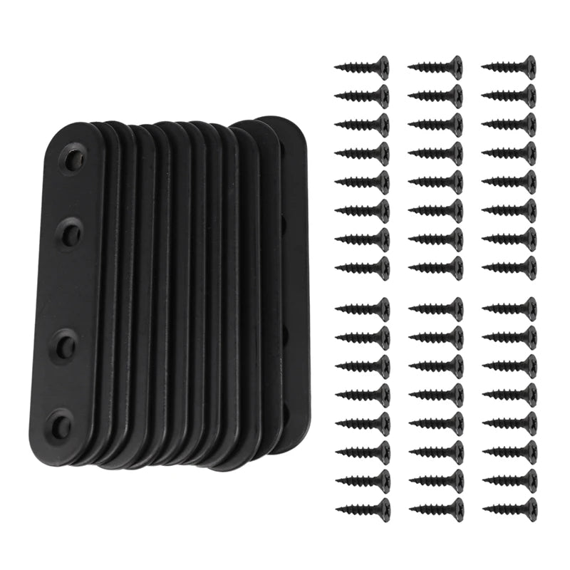 12 PCS Straight Brackets Stainless Steel Brace Flat Metal Brackets Mending Repair Plate With Screws For Wood