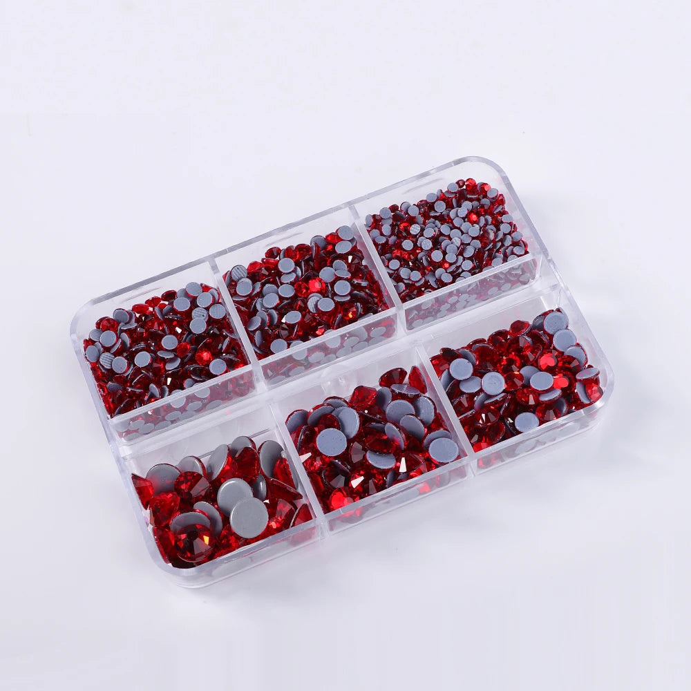SS6-SS30 Boxed Glass Hotfix Crystal Mix Size Flatback Rhinestones Iron On Diamond Stones For Nail Art Crafts Dress Decoration