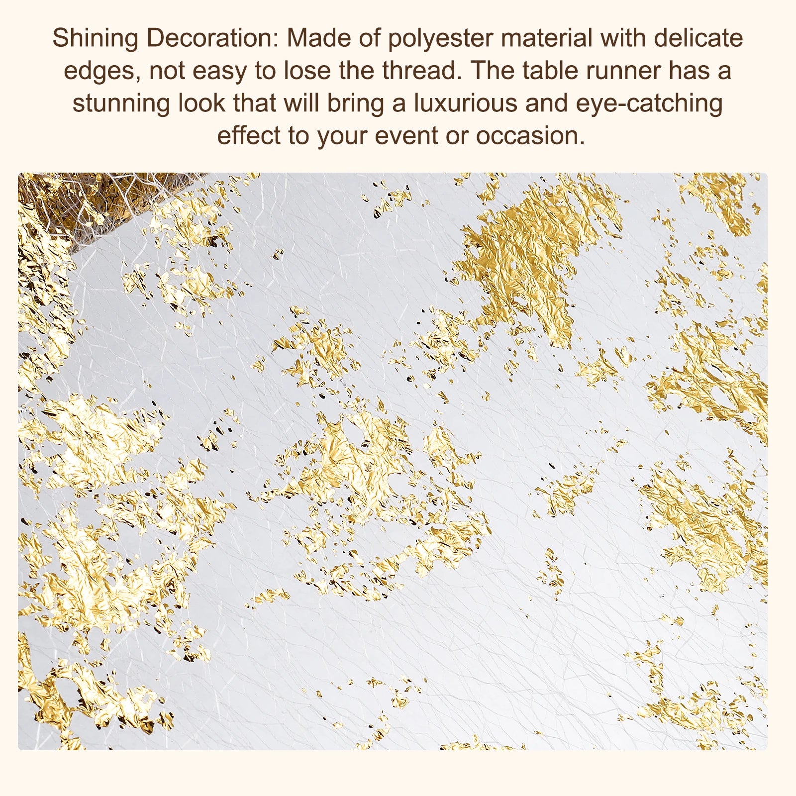 Table Runner 11 x 360 Inch, Metallic Foil Thin Mesh Table Runner Roll for Event Party, Birthday Party, Weddings, Christmas