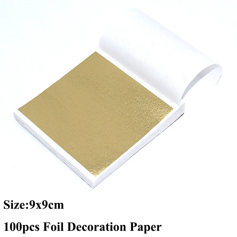 100pcs Imitation Gold Sliver Copper Foil Paper DIY Resin Candle Plaster Craft Leaf Flake Gilding Sheets Art Nail Home Decoration