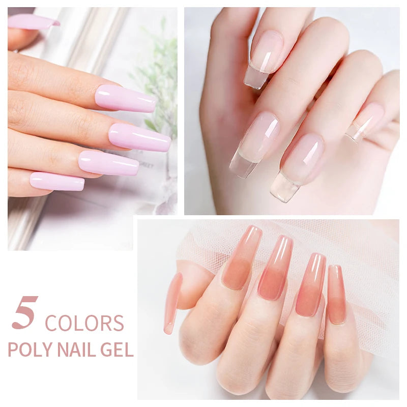 PUENTE 5Pcs/Set 30ML Poly Nail Gel Fast Nails Extend Clear White Pink Colors Hema-Free Acrylic Gel Soak Off UV Builder Nail Gel