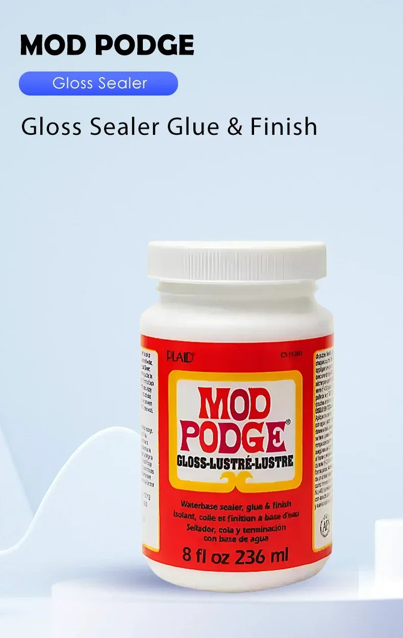 Mod Podge Gloss Sealer Glue Finish for Paper Wood Fabric Craft Quick Dry Non Toxic Clear Coating 2oz 4oz 8oz - Original Product