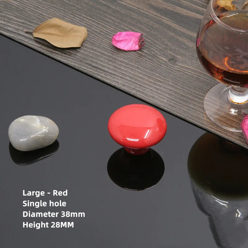 Colorful Ceramic Door Handles Round Cabinet Knobs Cupboard Drawer Wardrobe Pull Knob Furniture Candy Color Accessories