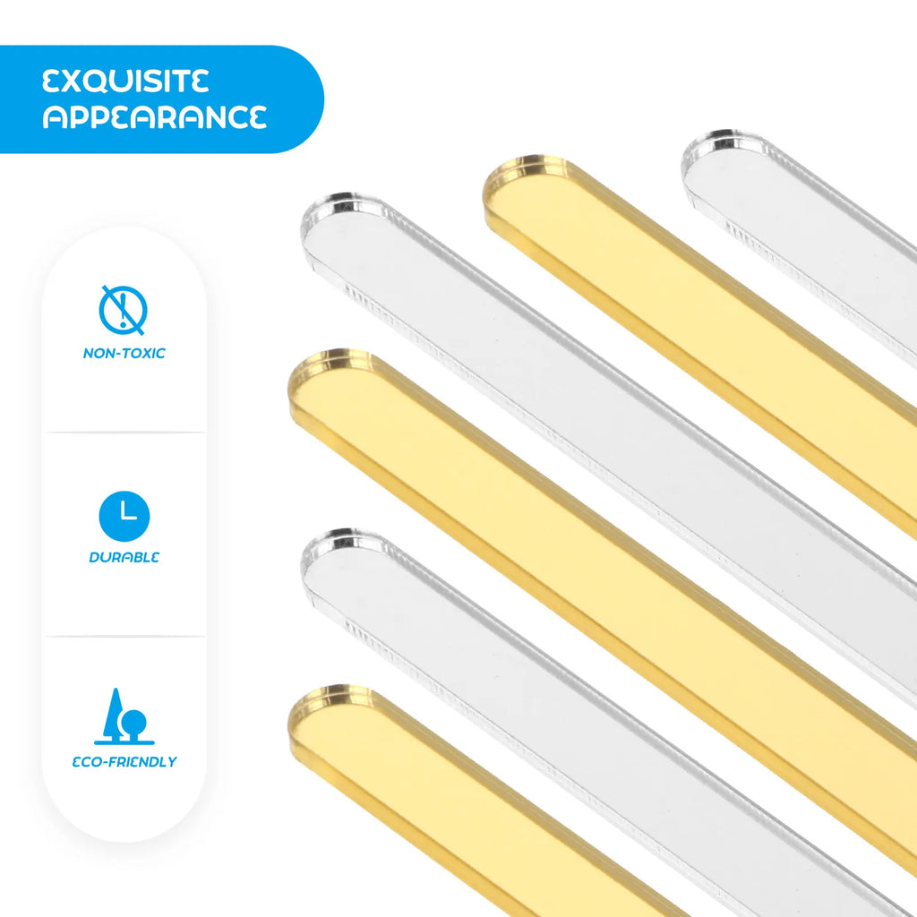50Pcs Premium Acrylic Ice Cream Sticks Reusable DIY Craft Sticks for Homemade Ice Cream Cake Popsicle Making Safe Rounded Edges