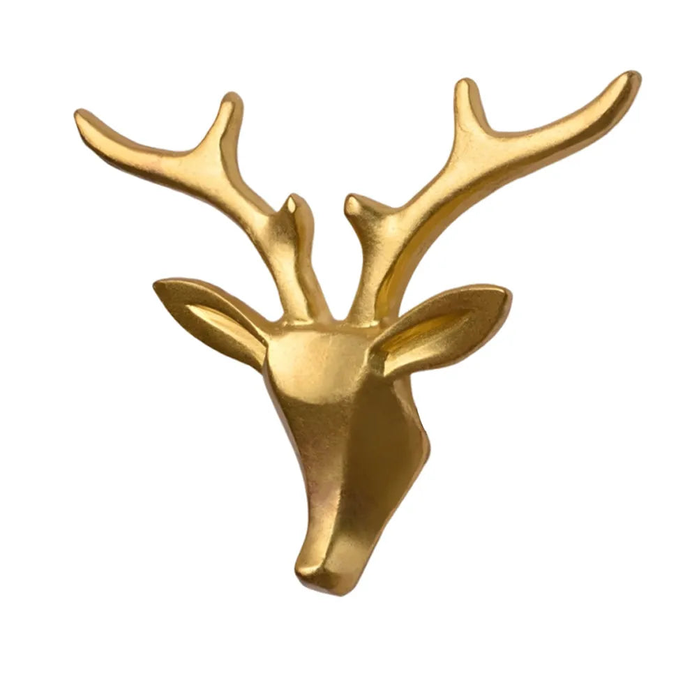 Cute Brass Deer Head Handle for Cabinets Drawers Wardrobes Shoe Cabinets Elegant Decorative Knob Pull Modern Rustic Home