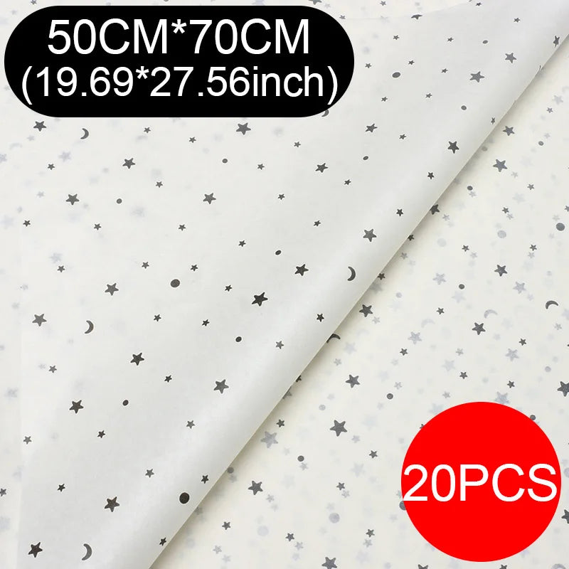 20pcs sheet Cotton Bouquet Flower Wrapping Paper Star Moon Sydney Paper Wrapping Paper Flower Wrapping Paper Cake Baking Gift