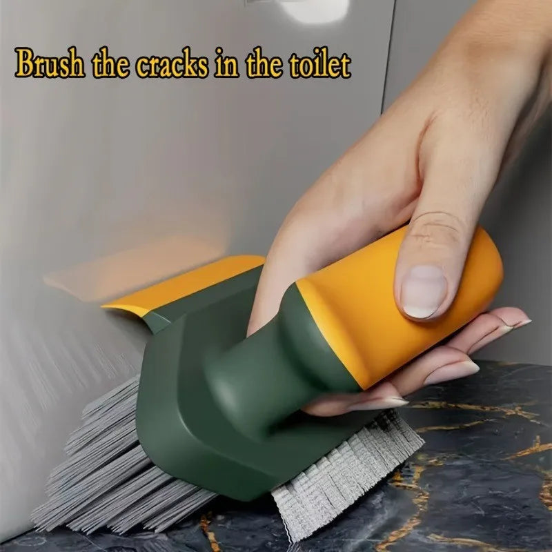 3-in-1 Gap Brush – Plastic, Scrapes Water & Brushes Dust, V-Shaped Bristles 90° Dead Angle Free for Bathroom & Floor