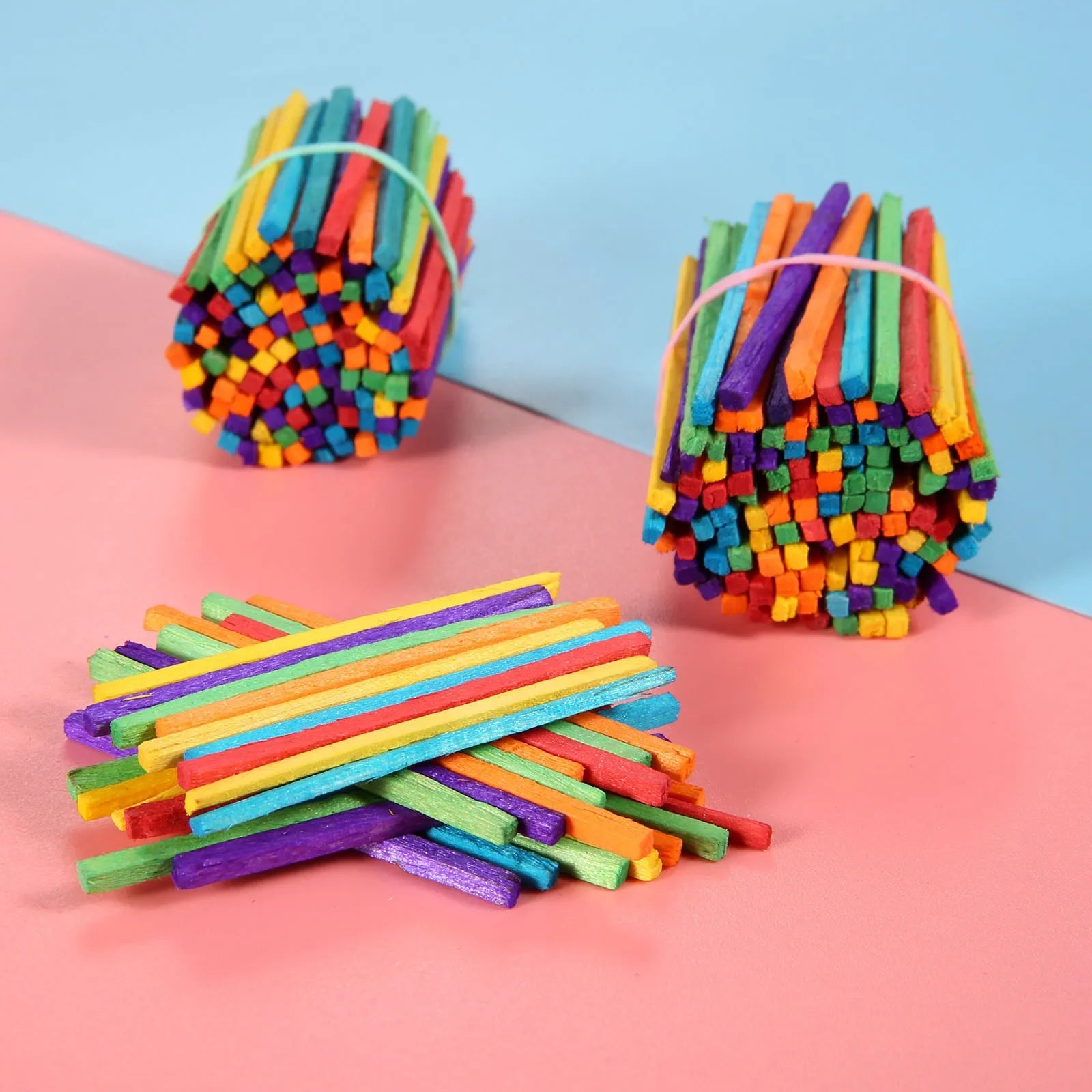 200pcs/set Wood Sticks Match Rods Colorful 3D Puzzle DIY Craft Kids Mathematics Teaching Aids Educational Learning 4.2cm Length