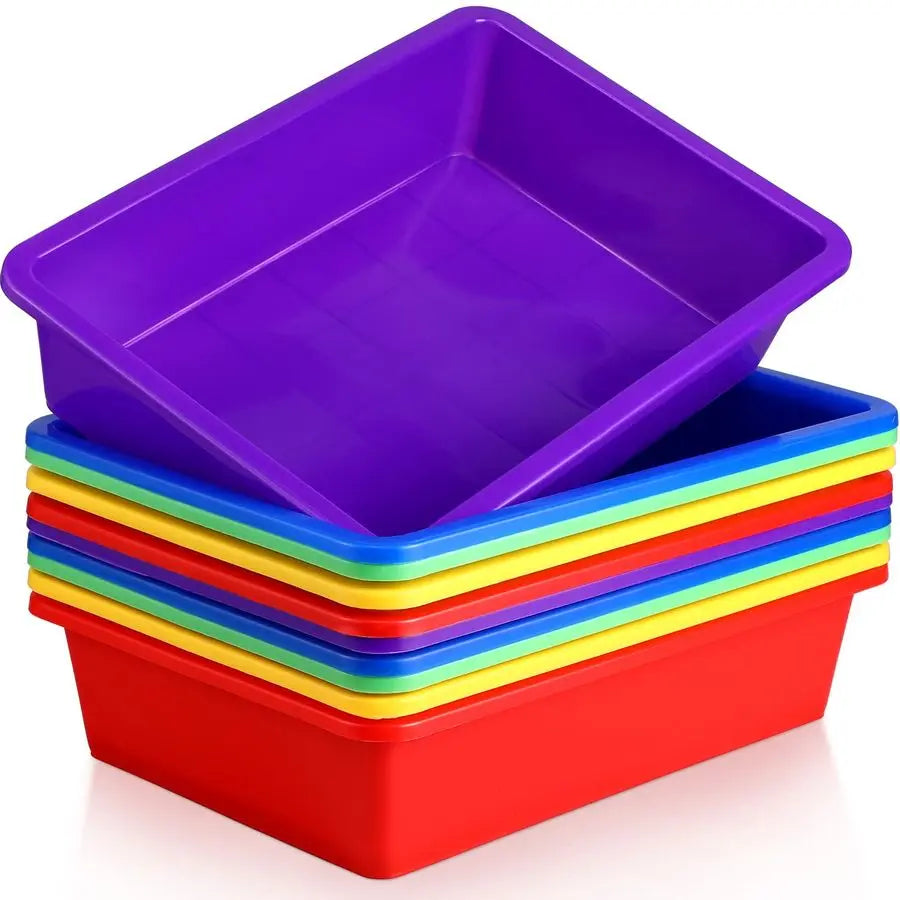10 Pcs Flat Storage Organizer Tray Bin Letter Size Paper Tray for Classroom Plastic Stackable File Organizer for School Office T