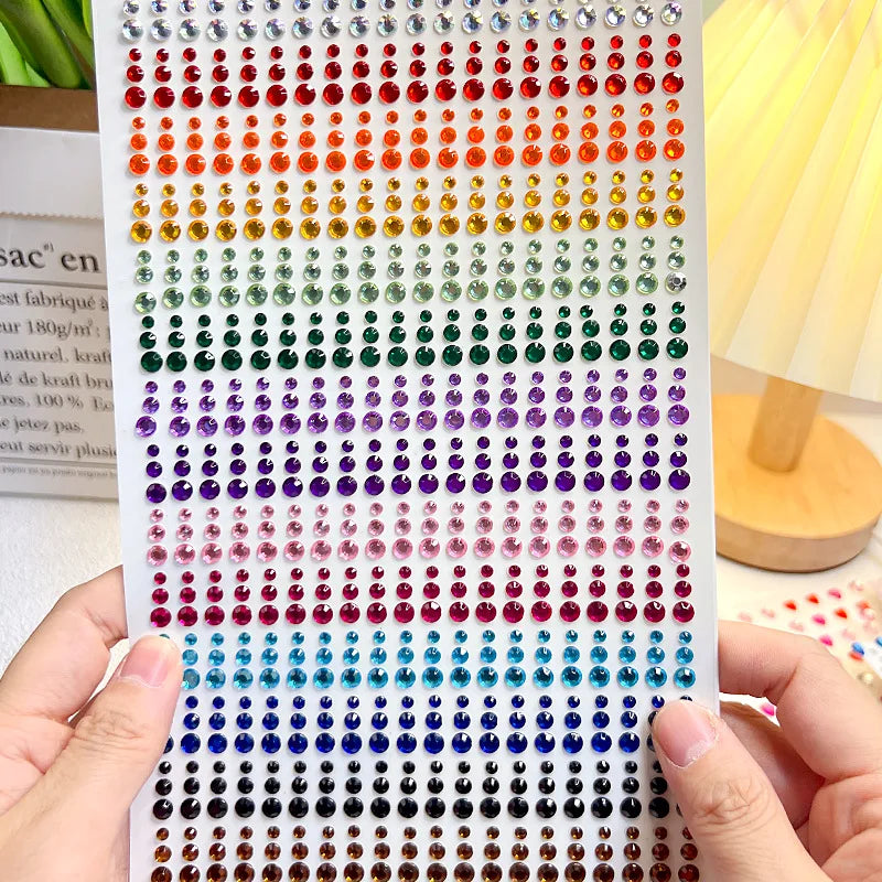 1sheet 900pcs Rainbow Face Glittle Gem Stickers Stick-On Facial Tattoo Eye Rhinestone Jewels  Mix Wedding Party Make Up