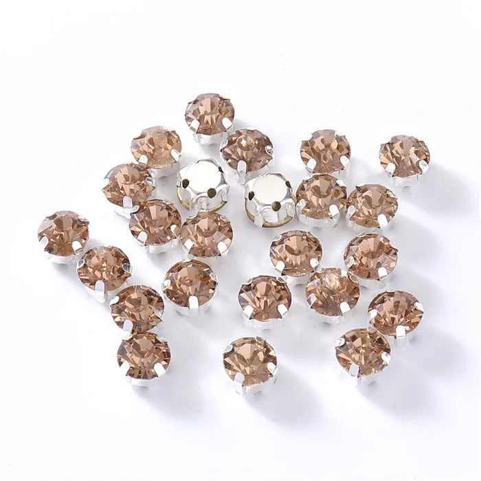 4mm-8mm Glitter Glass Sewing Rhinestones with Sliver Base Round Crystal Strass stones for diamond  Jewellery clothes diy
