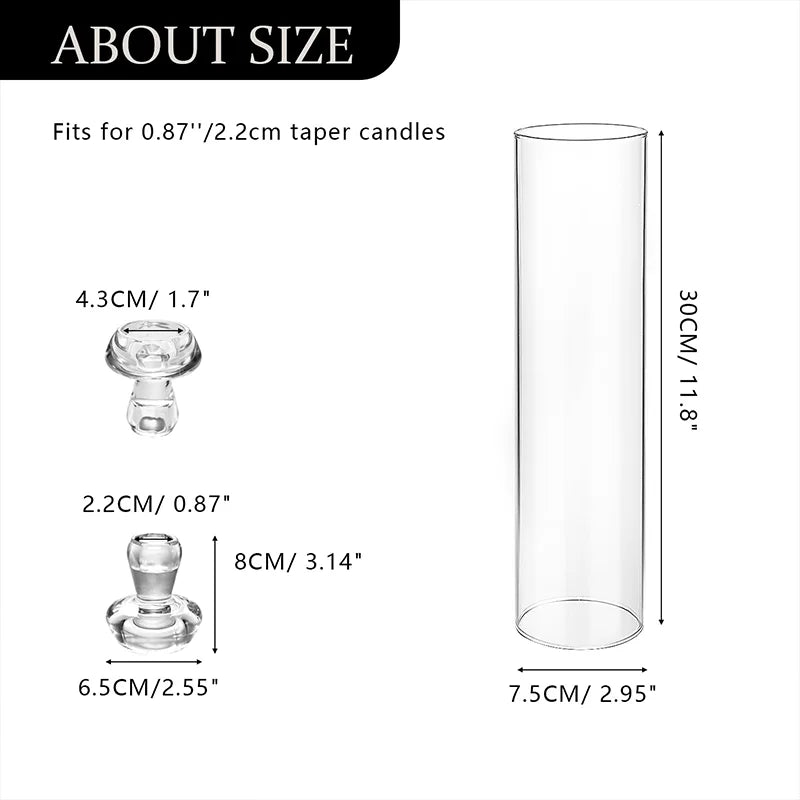 2pcs 11.8 inch Clear Candlestick , Hurricane Glass Candle Sticks Holders for Table Centerpiece Wedding Party Dining Event Decor