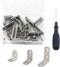 22 Pcs Stainless Steel L  90 Degree Right Angle Connector Braces with 44 Pcs Screws(25x25x16mm)