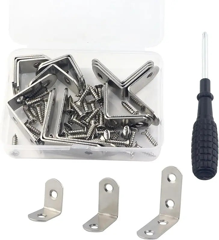 22 Pcs Stainless Steel L  90 Degree Right Angle Connector Braces with 44 Pcs Screws(25x25x16mm)