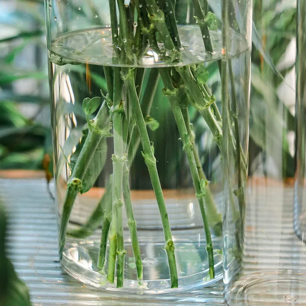 2PCS acrylic cylindrical transparent vase, home decoration, suitable for desks, offices, wedding center decoration