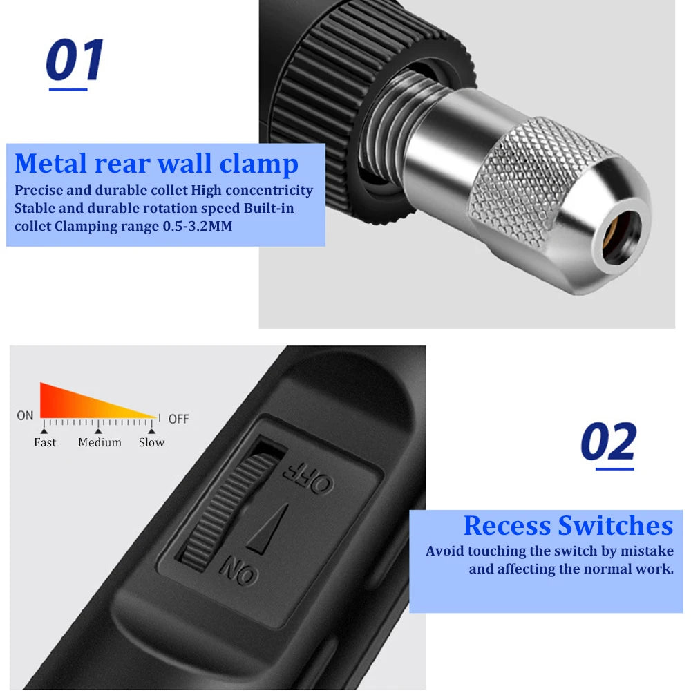 Mini Electric Drill Power Tools Drill 18000r/min Grinder Grinding Set Hand-held Drilling Machine Stepless Speed Regulation Drill