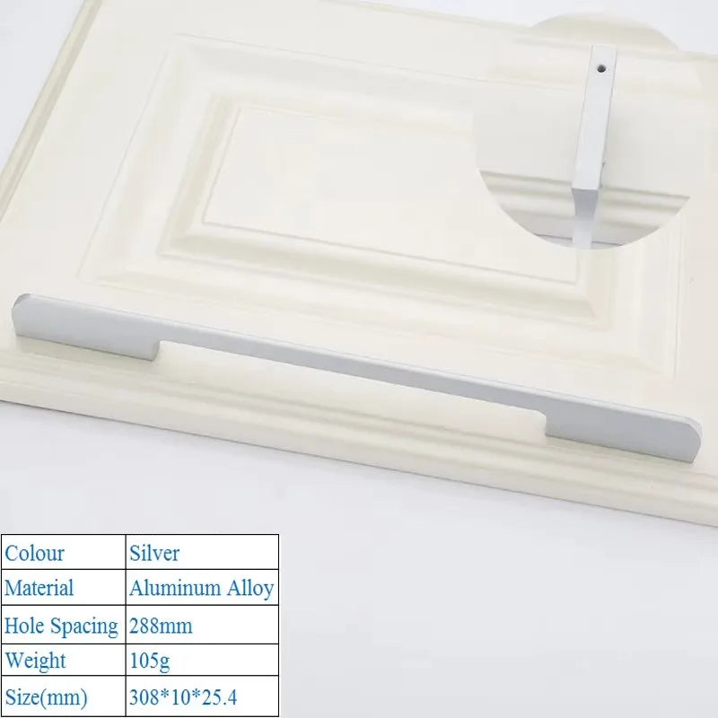 Black Aluminum Alloy Security Door Handles American Style Lengthen Cabinet Door Handle Modern Decorative Drawer Flush Handles