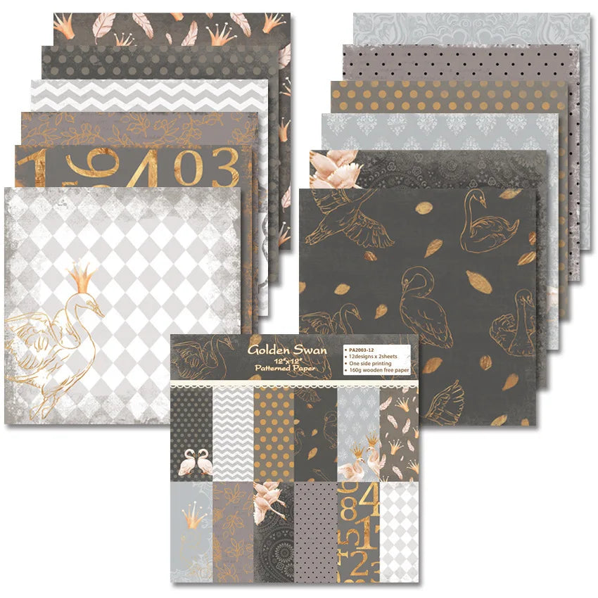 24 Sheets 30x30cm Craft Scrapbooking Paper Pad Watercolored Single-Side Printing Junk Journal Cardstock Supplies for Card