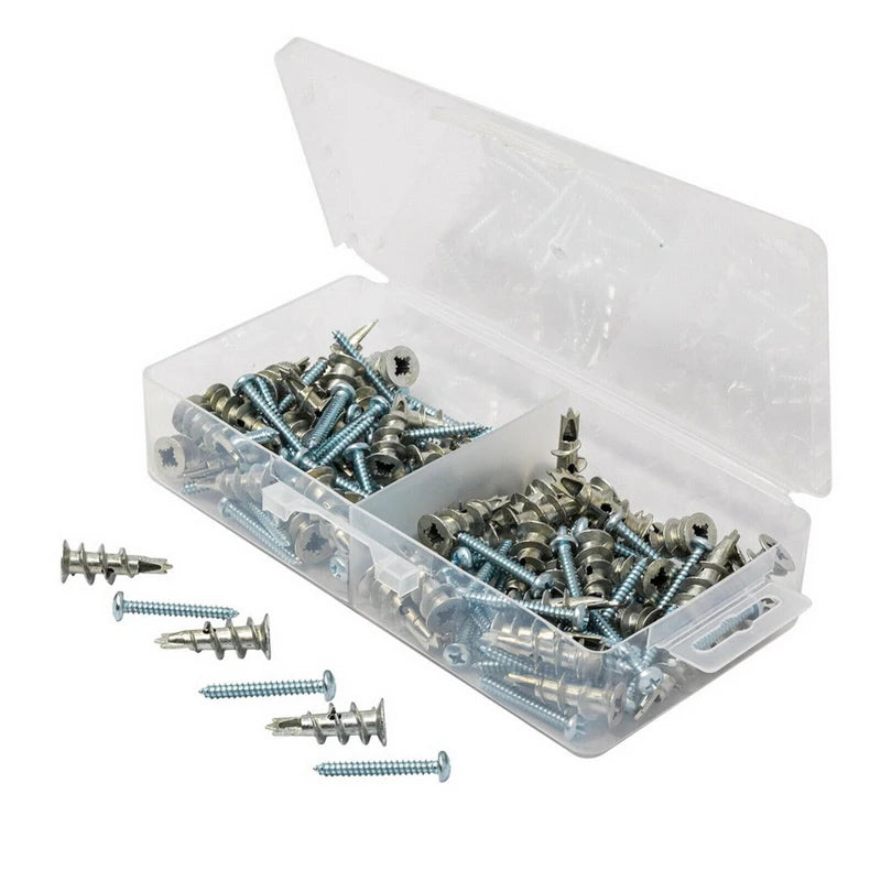 120Pcs  Zinc Alloy Plasterboard Drywall Anchor Hollow Wall Self-drilling Wall Plug with Tapping Screw Drywall Bolt
