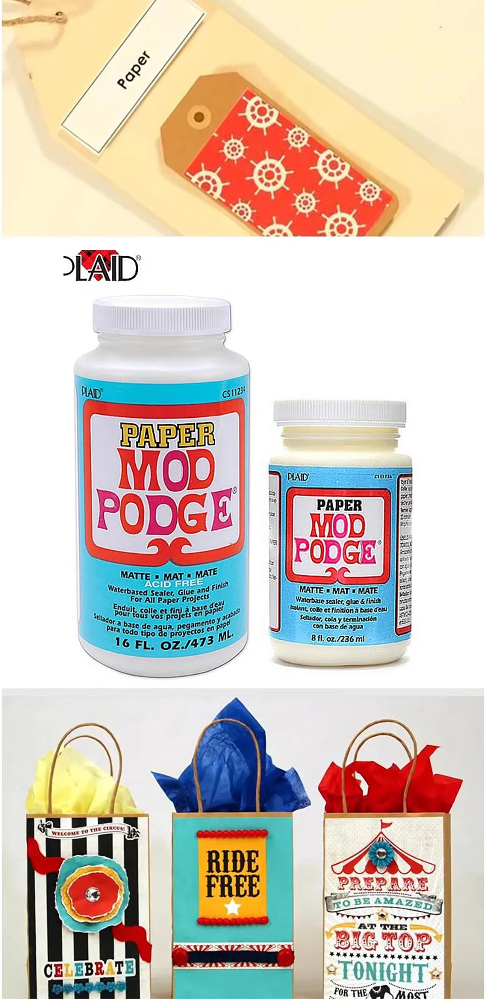 236/473ml Mod Podge American original Transparent paper with acid-free matte high gloss specimen repair flower glue mod podge