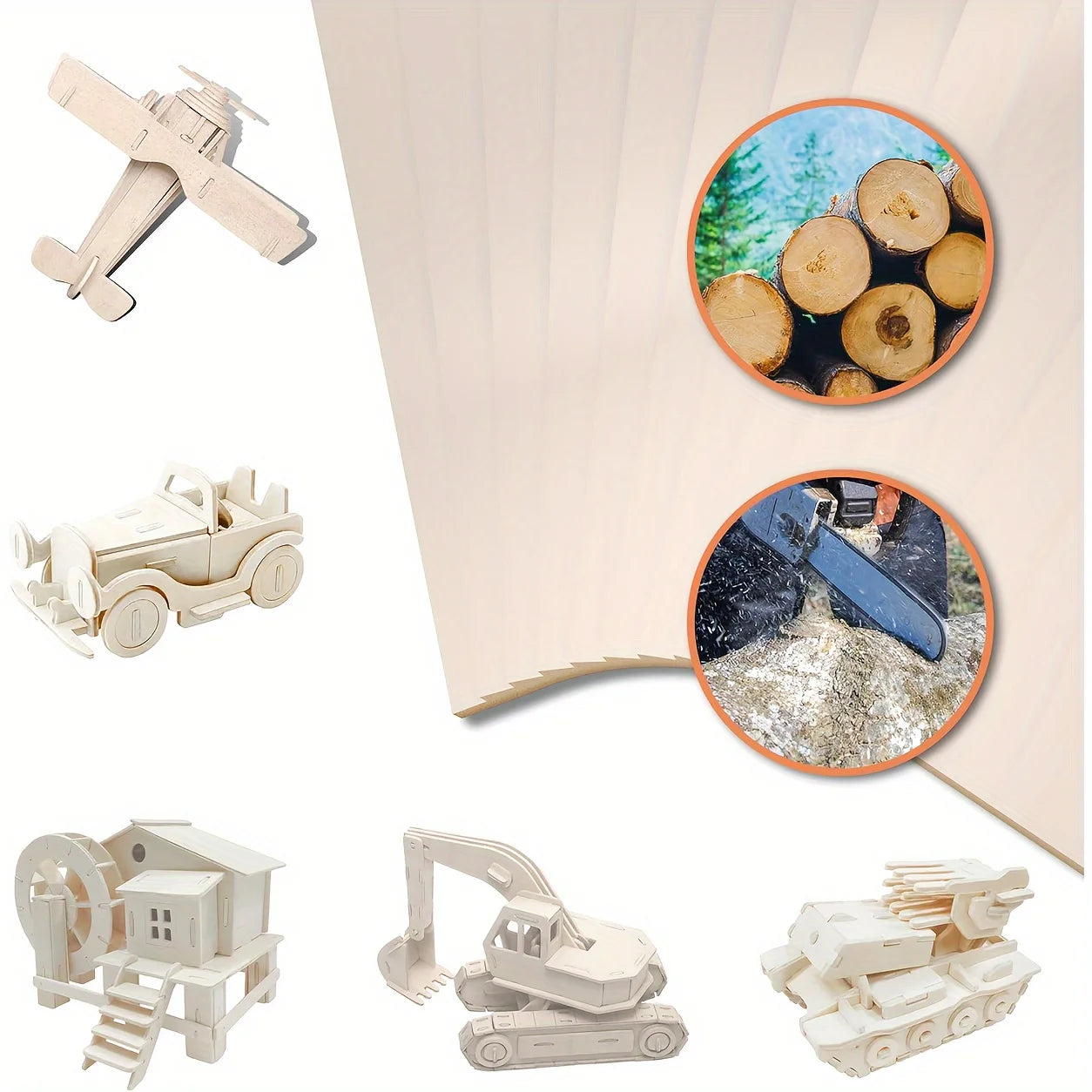 36 PCS(12" x 4") plywood 1/8" wood, 3mm laser cut DIY plywood, suitable for various occasions, making architectural models, etc.