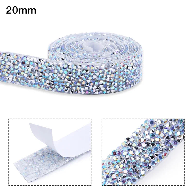 10mm-30mm Rhinestone Ribbons Self-Adhesive Trim Gift Handmade Rhinestone Stickers Applicator Ribbon With Rhinestones Appliques