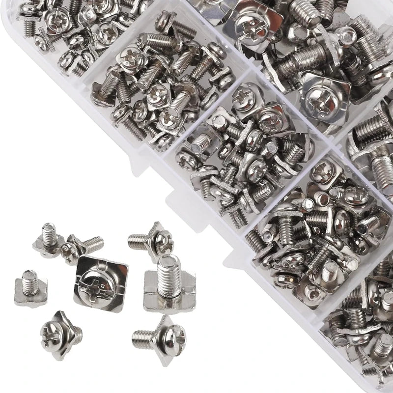1/2 Box (160Pcs/box) M3 M3.5 M4 M5 Terminal Block Screws Assortment Kit with Square Washers Nickel Plated Carbon Steel Screws