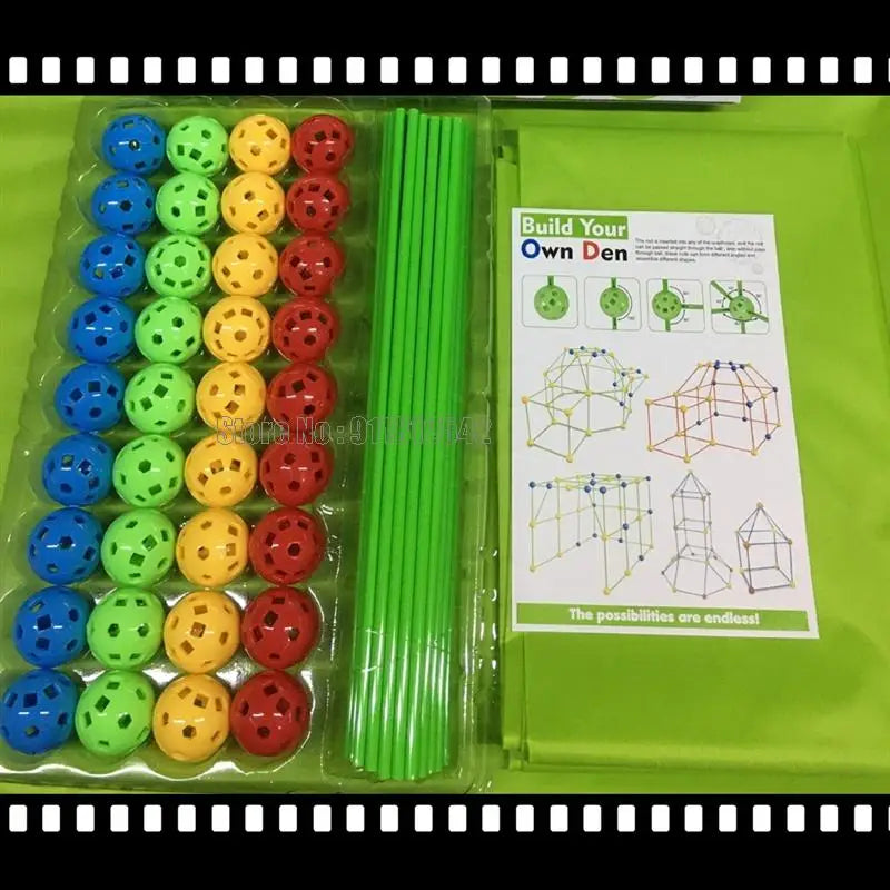 Construction Kit Creative Diy Castle Tunnels Toys For Gift 51 Stick+36 Ball+1 Tent Gift Building Blocks