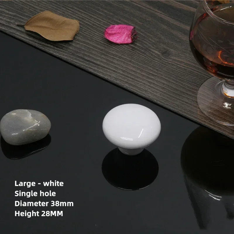 Colorful Ceramic Door Handles Round Cabinet Knobs Cupboard Drawer Wardrobe Pull Knob Furniture Candy Color Accessories