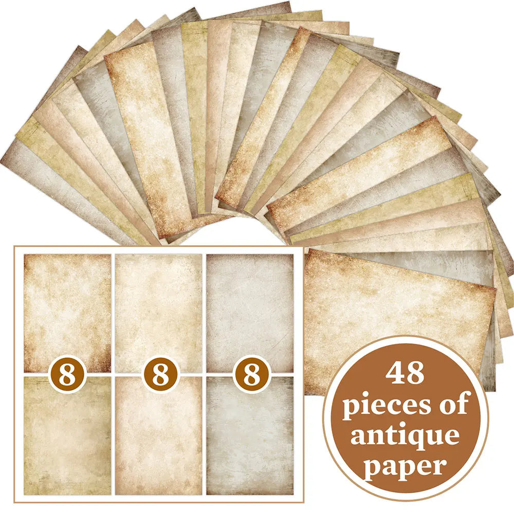 For Fun 48 Sheets Vintage Scrapbook Material Paper DIY Junk Journal Collage Photo Album Retro Background Paper A4 Printing Paper