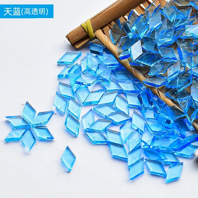 200g Diamond Shape Mosaic Mica Stained Glass Mosaic Tiles Mosaic Making Tiles for Puzzle Art DIY Craft Lamp Table Accessories