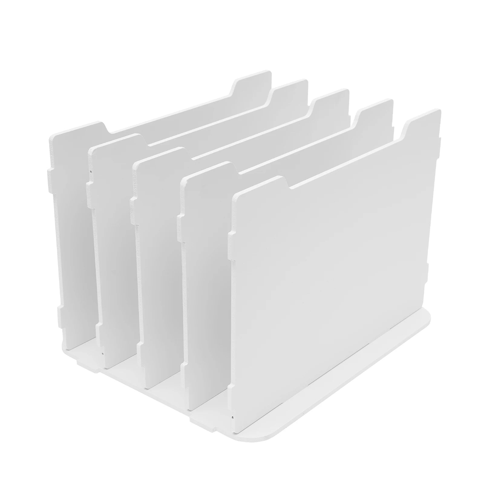 5 Tier PVC Wood-Plastic Desktop Organizer Letter Tray File Rack Stationery Holder Office Desk Storage Shelf with Round Corner