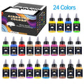 SAGUD Airbrush Paint Set 12/24 Colors 30ML Opaque & Water Based Fluorescent Acrylic Paint for Shoes Nails Art DIY Model Painting