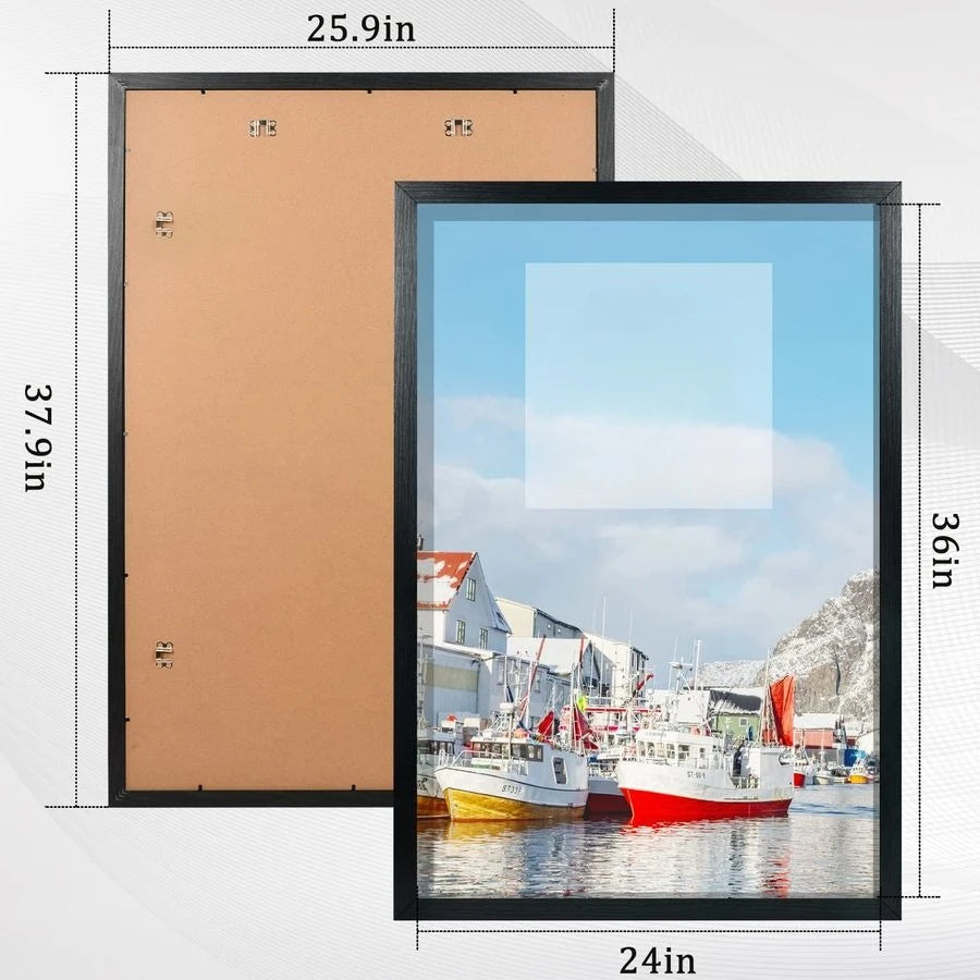 24x36 Poster Frame, Black Picture Frame for Wall Gallery, Vertically and Horizontally Display Posters, Paintings and Artworks, 3