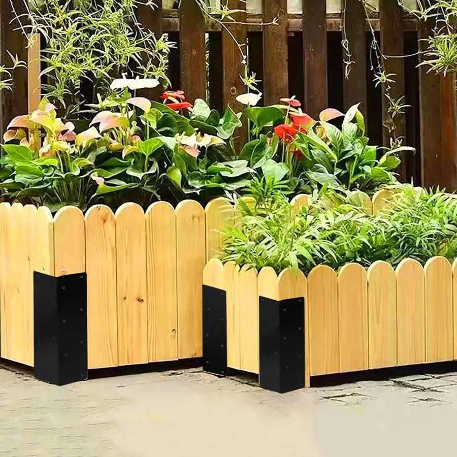 Pcs Raised Garden Bed Corner Brackets for 1224 Flower Vegetable Furniture Planter Wood Garden Bed Box, 11 x 3 x 3 Black Metal Co