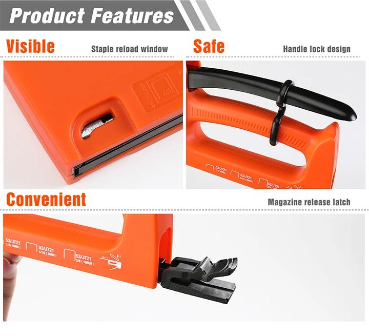 ValueMax Light Duty Staple Gun Manual Stapler Hand Tool Nail Gun Household Tool with 1600PC Staples