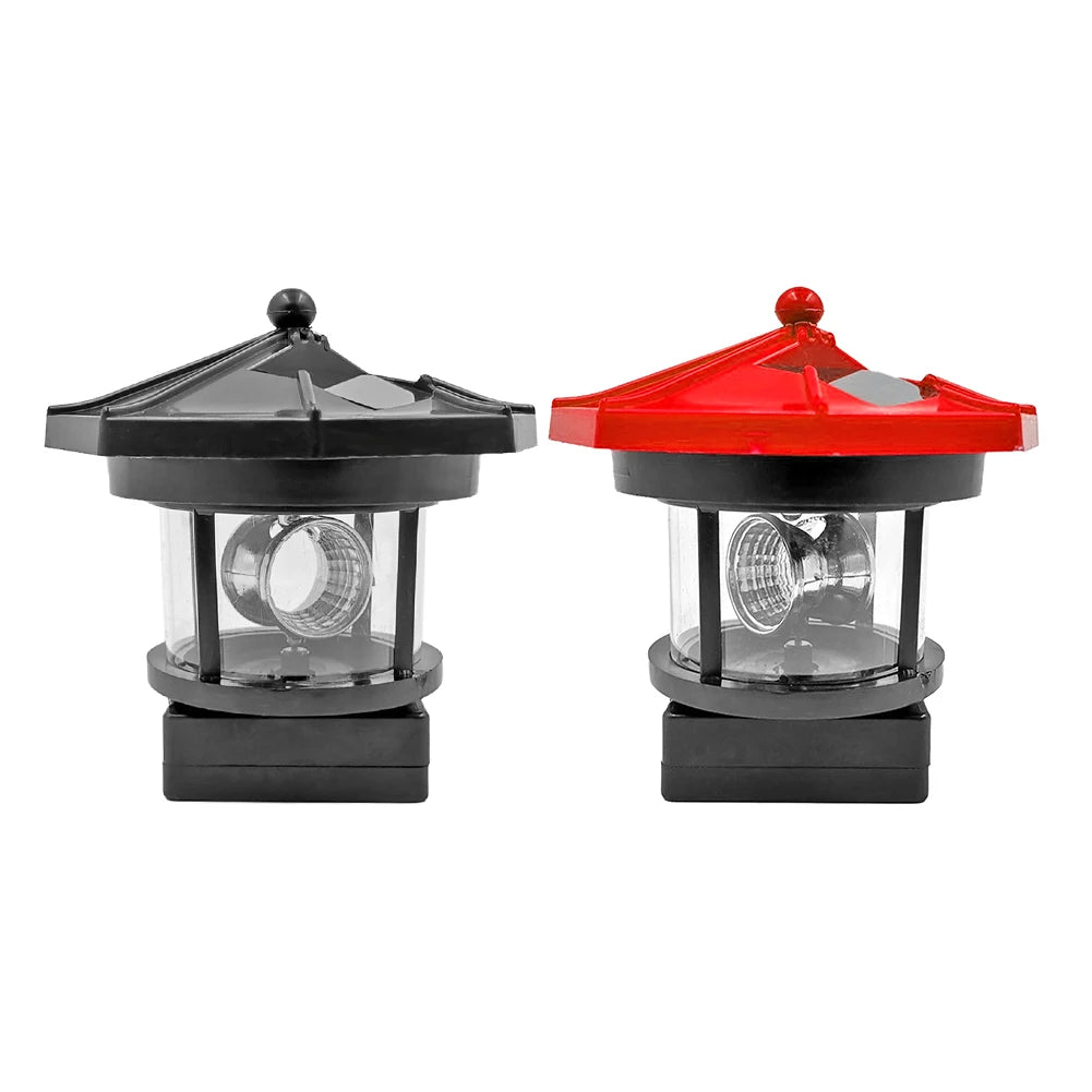 Smart Sensor Lighthouse Beacon Solar LED Light Outdoor Decor Rotating Beam Lamp