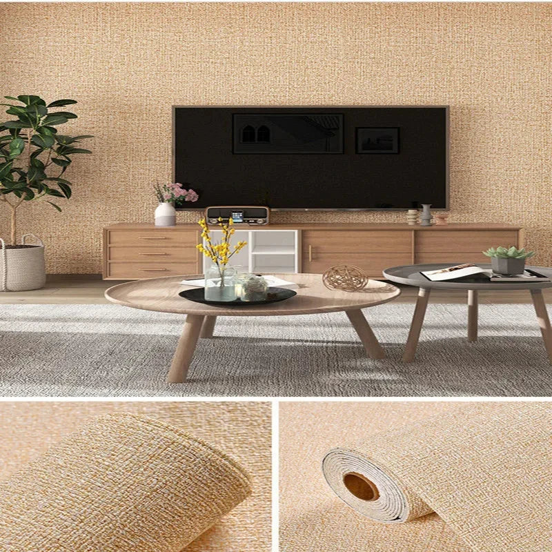 Linen 3D Foam Self-adhesive PVC Solid Color Thickened Waterproof Background Wall Renovation Wallpaper Wall Stickers Home Decor