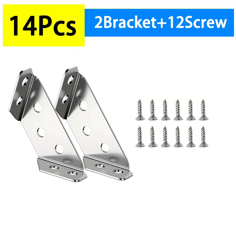Stainless Steel Corner Brackets with Screws 90° Right Angle for Wood Furniture Shelves Cabinets Corner Connector 1-30PCS